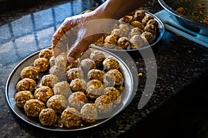 Handmade Gond Laddu: Traditional Indian Sweet with Dry Fruits, Uttarakhand, India