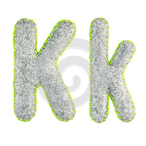 Handmade Gray Letter K isolated on white