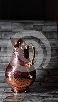 Handmade hammered copper pitcher