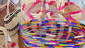 Handmade handbags  made with Paja Toquilla straw photo