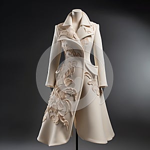 Handmade Hannah Ivory Coat: Rococo-inspired Art With Ultrafine Detail