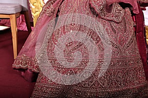 maroon colour bridal lehenga photo