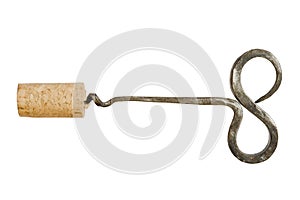 Handmade iron corkscrew with cork