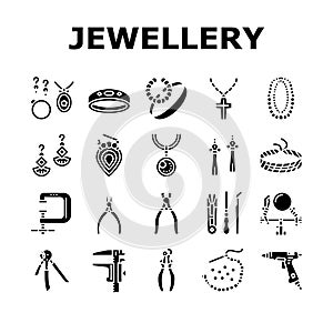 Handmade Jewellery Collection Icons Set Vector