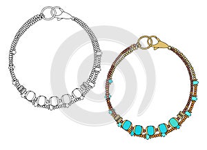 Handmade jewelry: a bracelet with turquoise beads