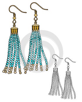 Handmade jewelry in ethnic style: long beaded earrings