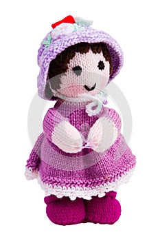 Handmade knit toy, pink doll