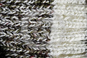 Handmade knitted fabric grey white wool background texture