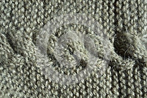 Handmade knitted fabric grey wool background texture