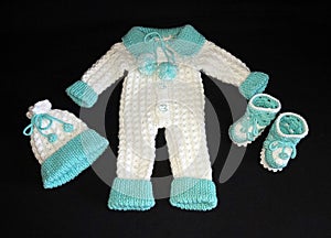 Handmade knitted newborn set, for baby boy.