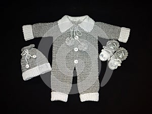 Handmade knitted newborn set, for baby boy.