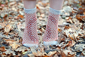 Handmade knitted socks