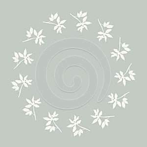 Handmade linocut organic vector wreath in whimsical scandi style. Folkart natural woodland frame with woodcut effect for