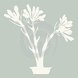 Handmade linocut sprig wildflower vector motif clipart in folkart scandi style. Simple monochrome block print shapes