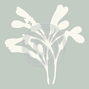 Handmade linocut sprig wildflower vector motif clipart in folkart scandi style. Simple monochrome block print shapes