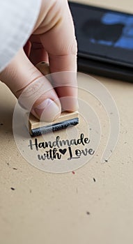 Handmade with love stamp on paper