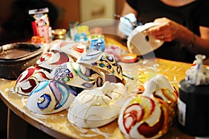 Handmade masks in a workshop of craftsmen, Venice photo