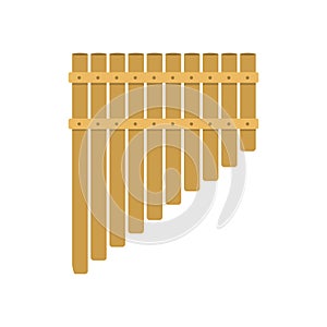 Handmade music folk instrument panpipe flute vector illustration.