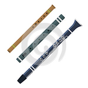 Handmade music folk instrument panpipe flute vector illustration.