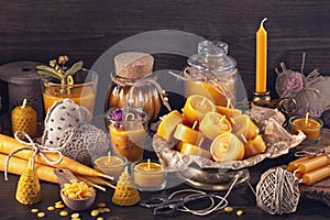 Handmade natural beeswax candles