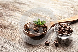 Handmade natural body scrub and coffee beans