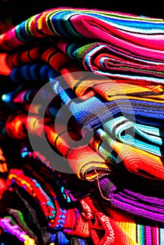 Handmade and natural colored fabric on Chichicastenango market photo