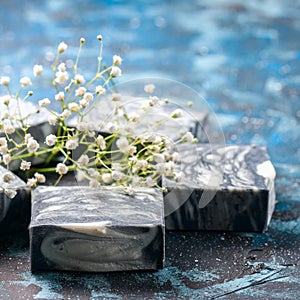 Handmade natural soap with bamboo charcoal.