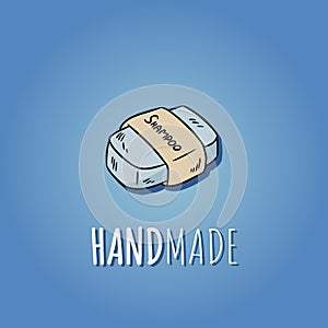 Handmade natural soap logo. Vector hand drawn illustration of organic cosmetic. Great for label, logo, banner, packaging, spa and