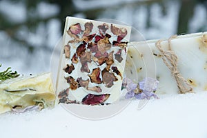 Handmade Natural Soaps and Soft made with dried flowers and herbs Herbalism photo