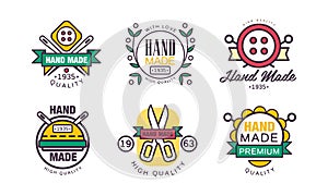 Handmade Needlework Craft Badges and Workshop Emblem Vector Set