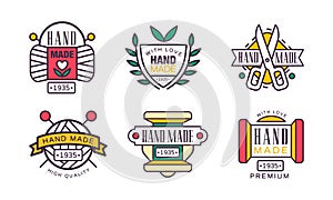 Handmade Needlework Craft Badges and Workshop Emblem Vector Set