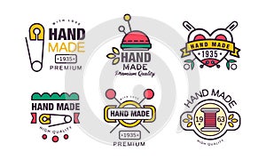 Handmade Needlework Craft Badges and Workshop Emblem Vector Set