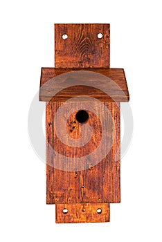 Handmade nest box on white background front view