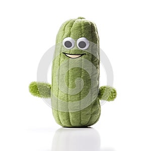 Handmade nice cucumber sock toy with funny face. Generative AI