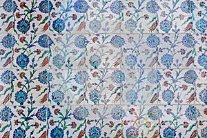 Handmade Old Blue Turkish Tiles from Topkapi Palace