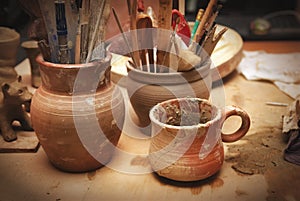 Handmade old clay pots