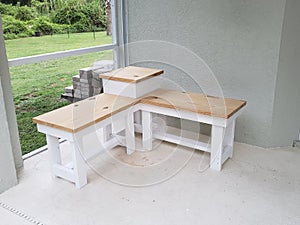 Handmade Outsoor bench with table area