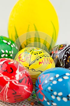 Handmade painted Easter eggs photo