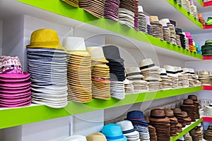 Handmade Panama Hats at the traditional outdoor market. Popular