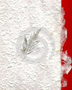 Handmade paper and leaf