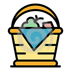 Handmade picnic basket icon vector flat