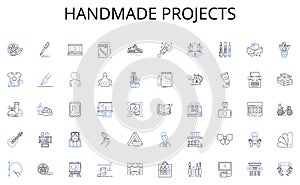 Handmade projects line icons collection. Heritage, Tradition, Inheritance, Remembrance, Ancestry, Lineage, Endowment