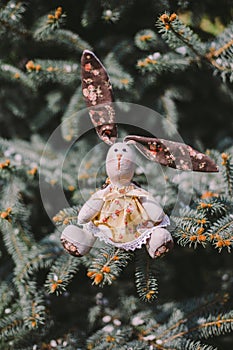 A handmade rabbit doll