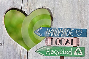 Handmade recycled and local signs