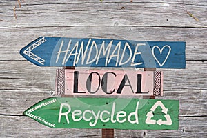 Handmade recycled and local signs