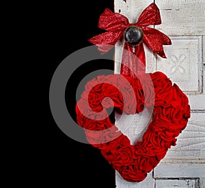 Handmade Red Heart on Vintage Door