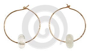 Handmade Rose Gold Wire Quartz Crystal Hoop Earrings