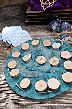 Handmade runes for fortunetelling photo