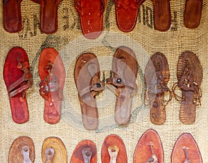 Handmade Sandels on Burlap