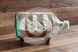 Handmade ship in a bottle